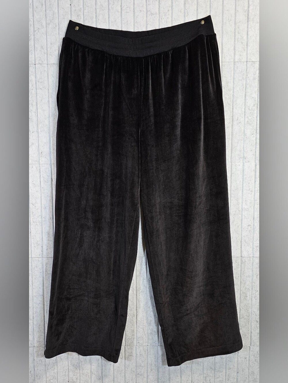 Joyspun Women’s XL 16-18 Black Velour Ribbed Lounge Set Wide Leg Pants - Picture 4 of 4